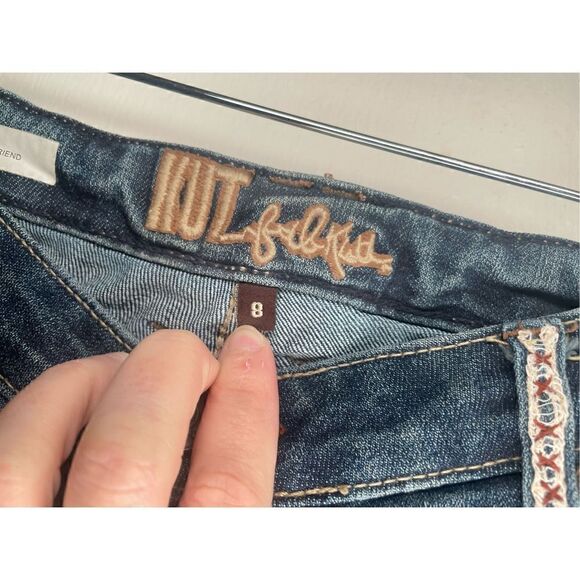 Kut from the Kloth Catherine Boyfriend boho jeans with patch details size 8 - Picture 8 of 16